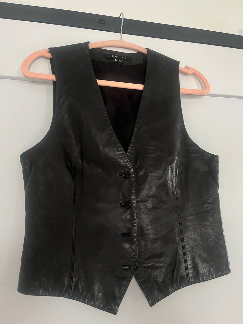 Theory black genuine leather vest